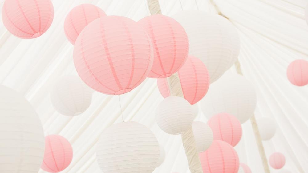 Pink and white paper hot sale lanterns